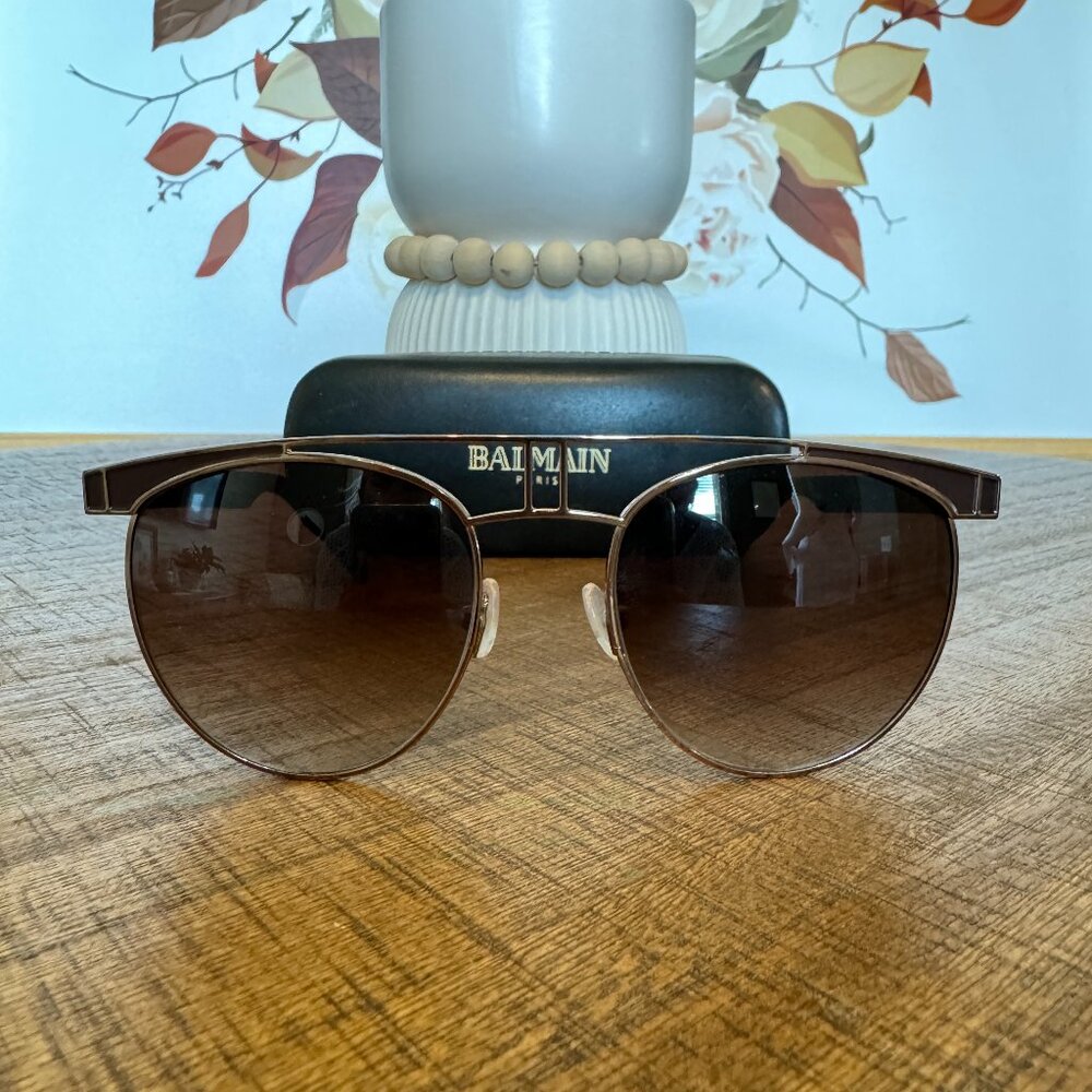 Balmain Dark Mahogany Metal Sunglasses - Preowned